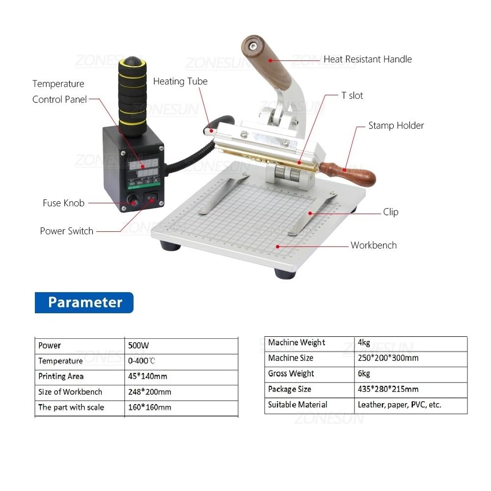 Amazon.com: ZONEPACK Hot Foil Stamping Machine Manual T-Slot
